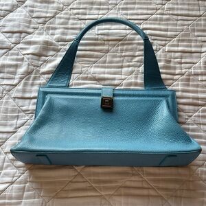 Elegant Blue Leather Handbag